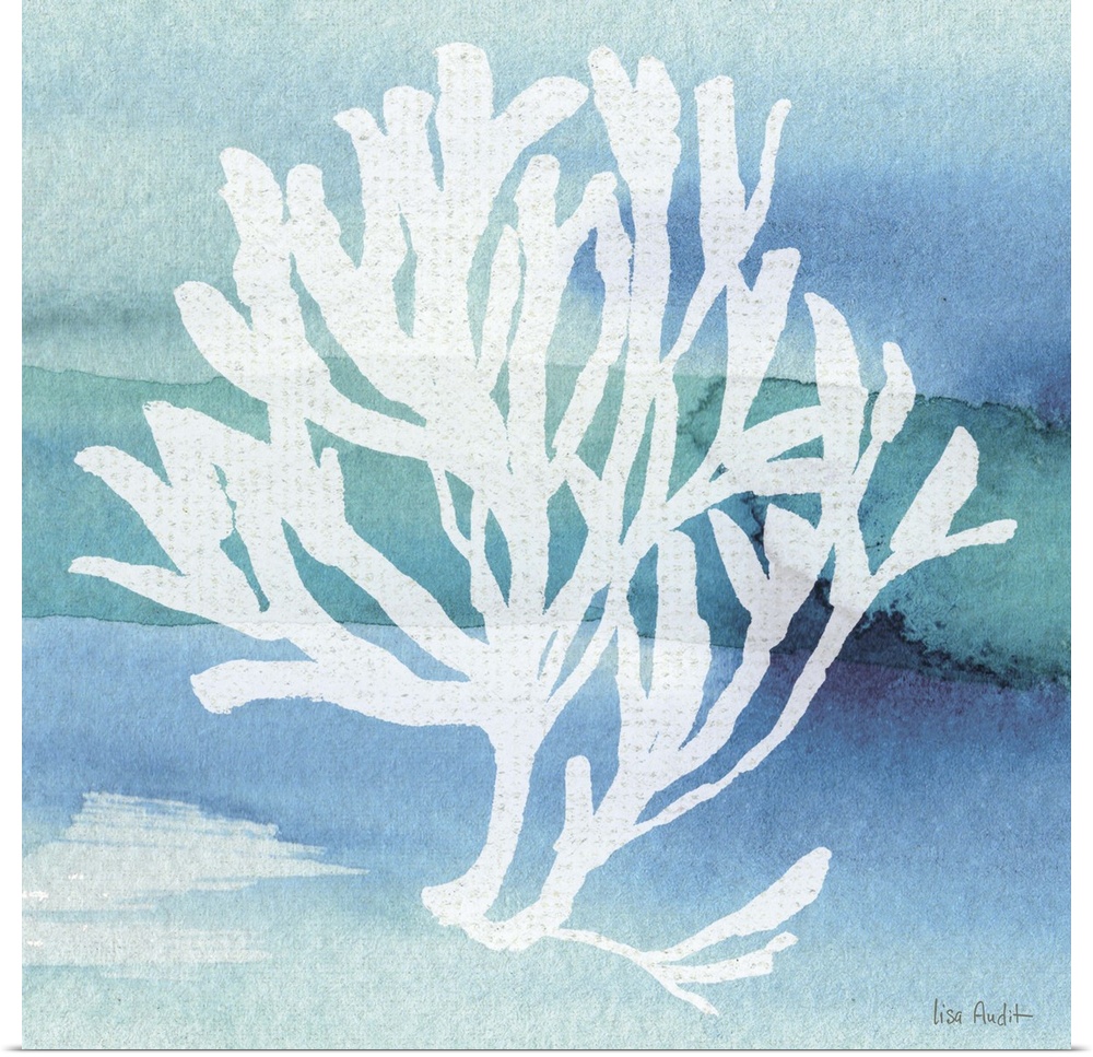Contemporary watercolor artwork of a coral silhouette.