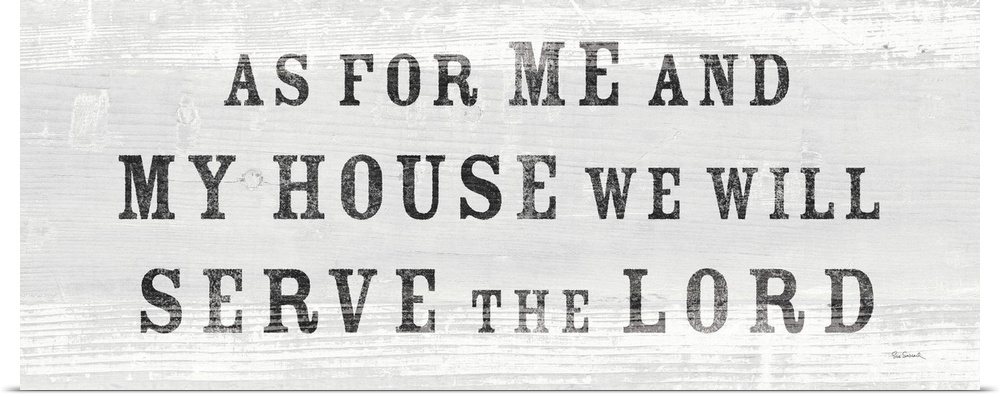 "As For Me And My House We Will Serve The Lord" against a light gray shiplap background.