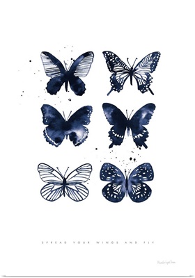 Six Inky Blue Butterflies