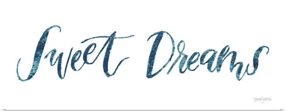 "Sweet Dreams" handwritten in blue on a white background.