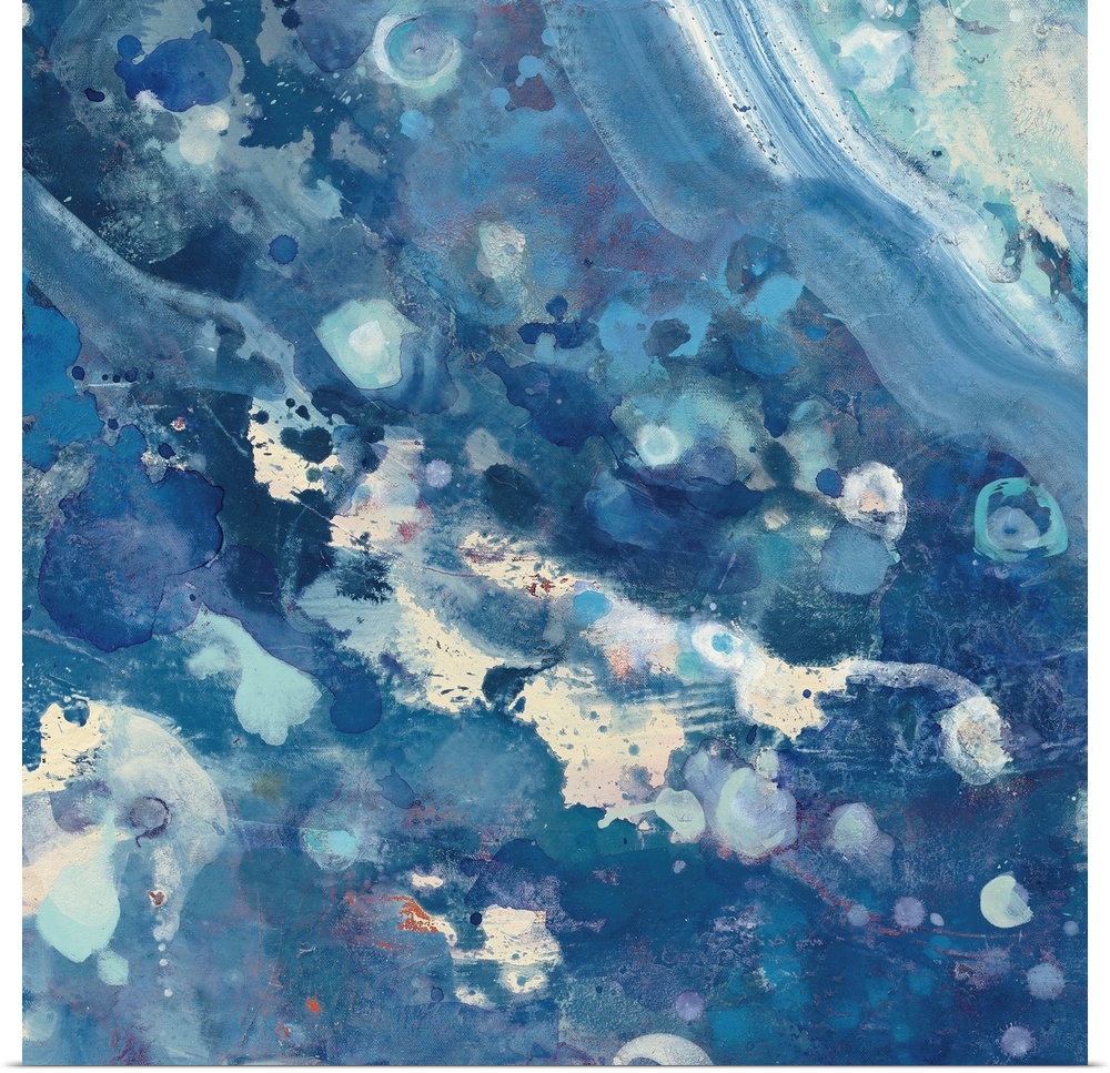 Contemporary abstract painting resembling crashing ocean waves.