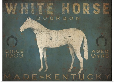 White Horse with Words Blue