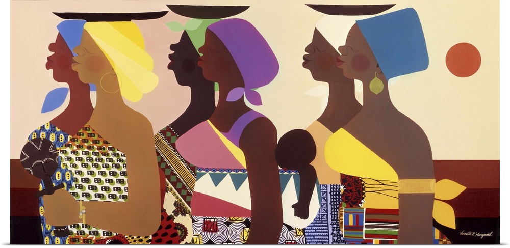 Contemporary vibrant and colorful African artwork.
