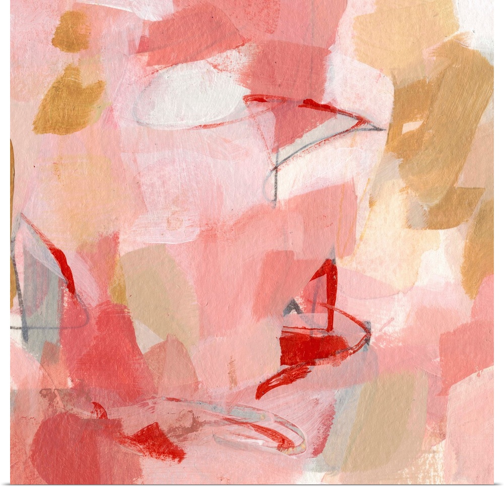 Contemporary abstract painting using pink tones.