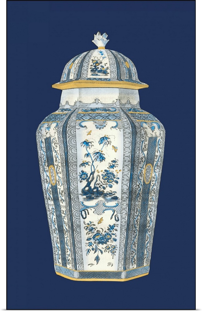 Asian Urn in Blue and White I