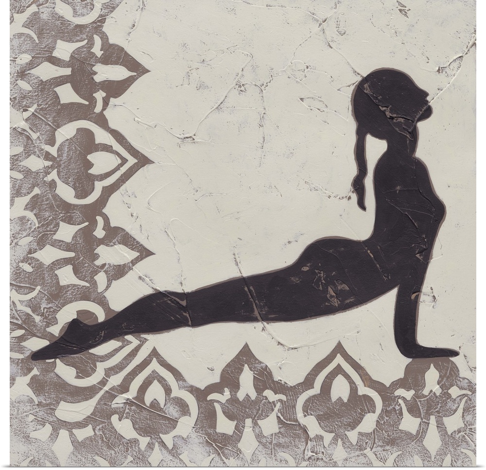 Decorative print of a yoga pose.