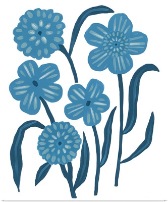 Blue Folk Florals II