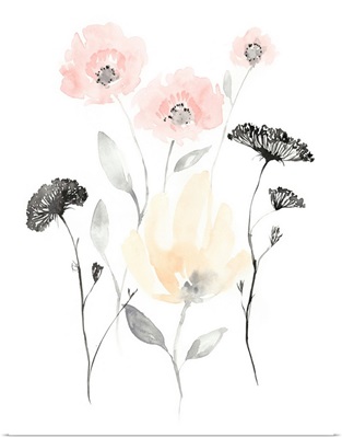 Blush & Black Wildflowers I