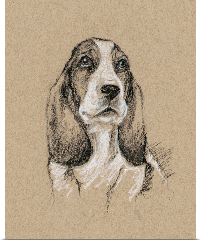Contemporary illustration of a dog in sepia tones.