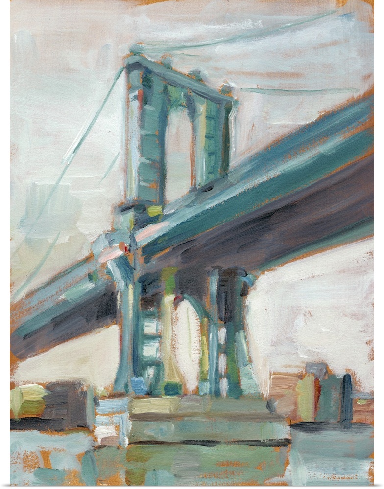 Contemporary painting of the iconic Manhattan Bridge in New York City.