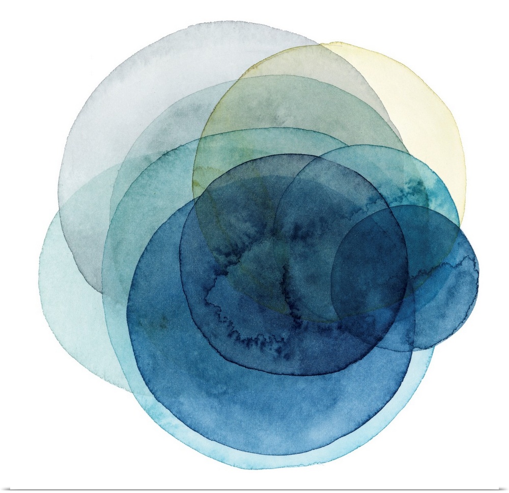 Inspired by the cosmos, these spinning watercolor circles resemble the orbit a planet takes in shades of blue, green and y...