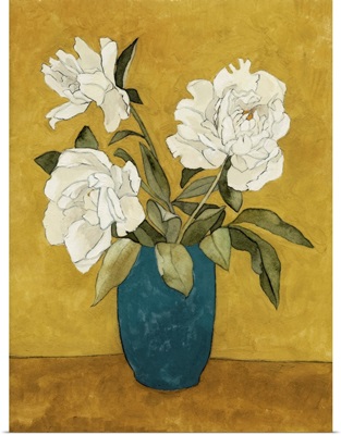 Flower Trio In Blue Vase I