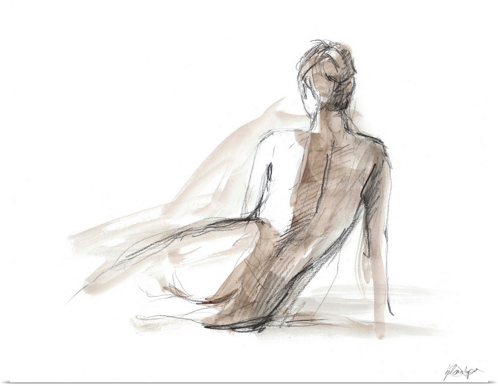 Contemporary artwork of a nude female figurative study.