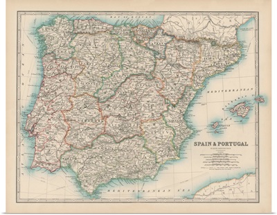 Johnstons Map of Spain  Portugal