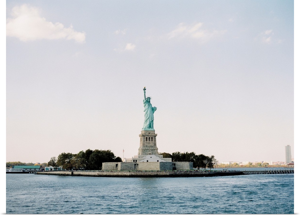 Photograph of the Statue of Liberty taken from across the water, New York City.