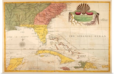 Map of Carolina, Florida & the Bahama Islands