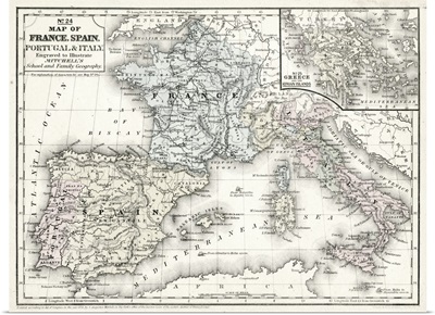 Mitchell's Map of France, Spain and Italy