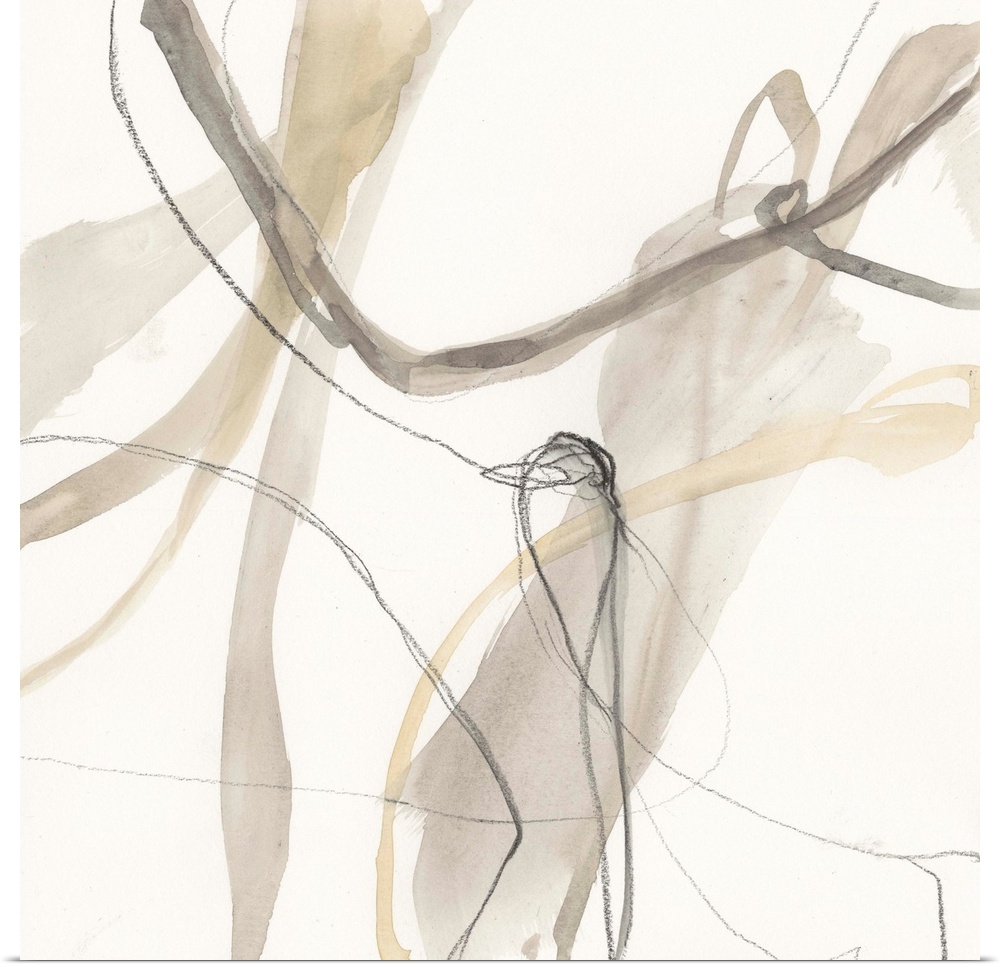 A light and airy abstract in neutral shades of taupe, cream and grey.