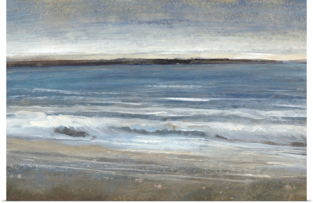 Contemporary painting of a seascape with small waves.