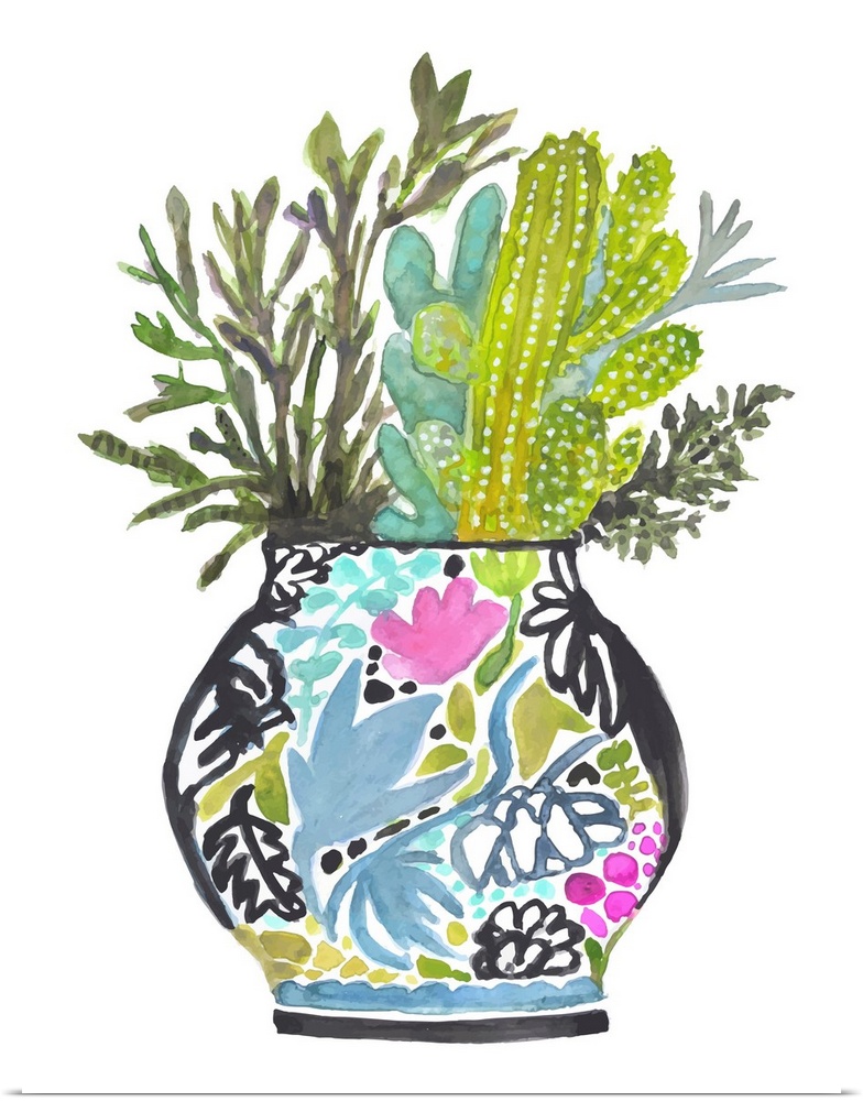 Painted Vase Of Flowers IV