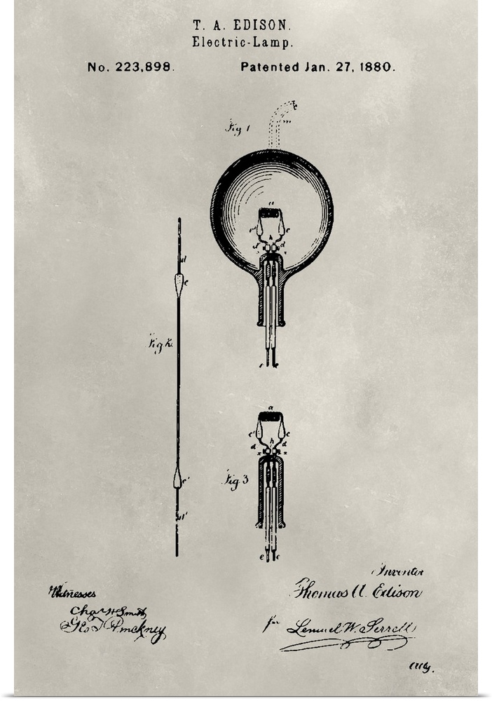 Vintage patent illustration of a light bulb.