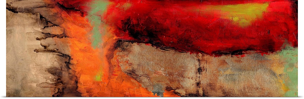 Contemporary abstract painting using warm tones.