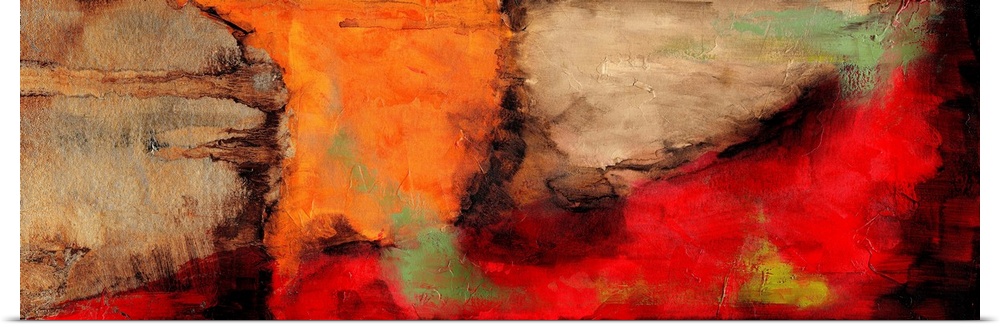 Contemporary abstract painting using warm tones.