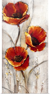Red Poppies on Taupe I
