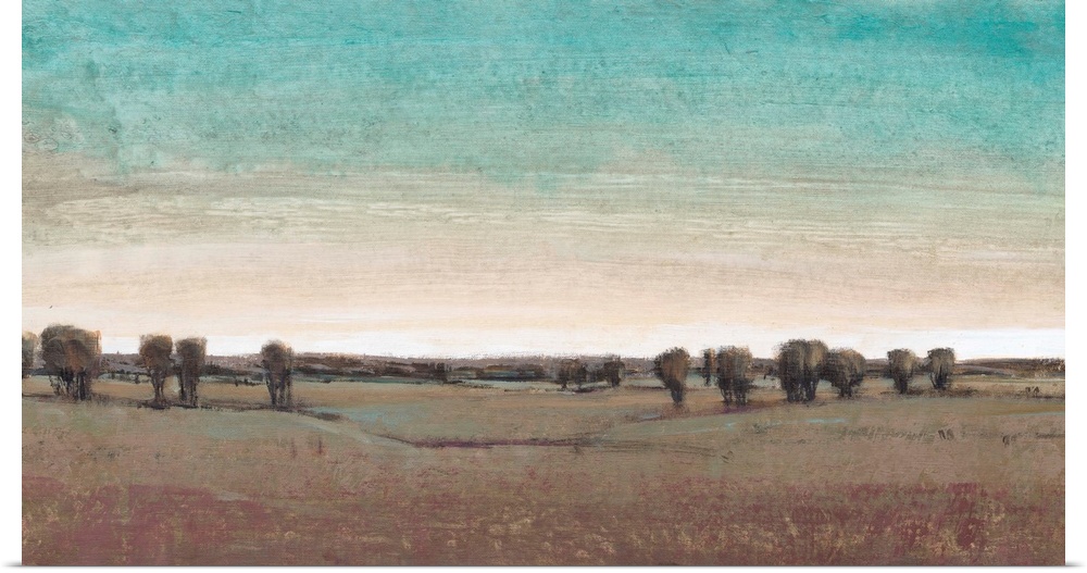 Contemporary painting of a pastoral landscape.