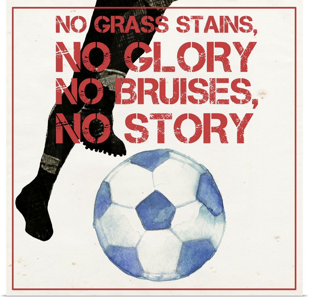 Graphic of a soccer player kicking a ball, with motivational text.