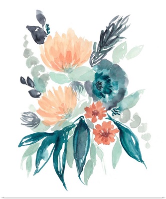 Teal & Peach Bouquet I