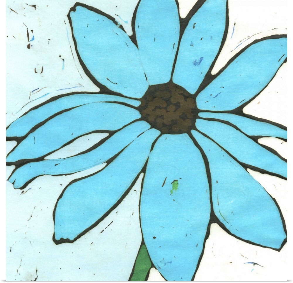 Contemporary painting of a blue flower.