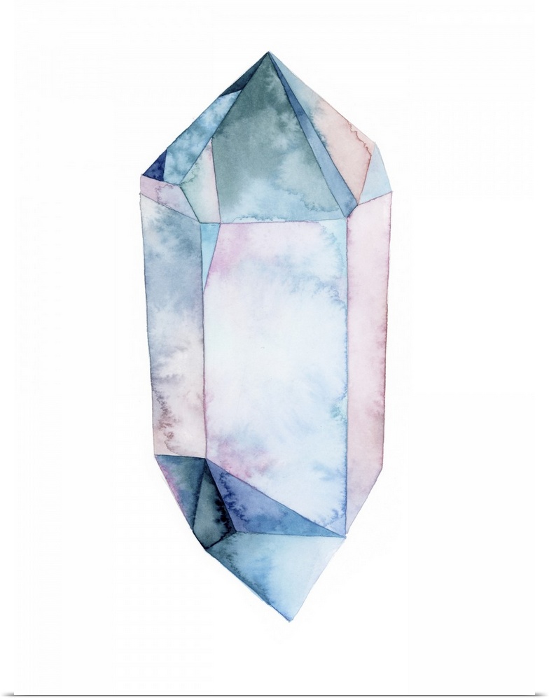 A blending of pastel watercolors in a gem style shape on a white background.