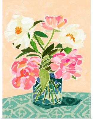 Vase On Patterned Tablecloth II