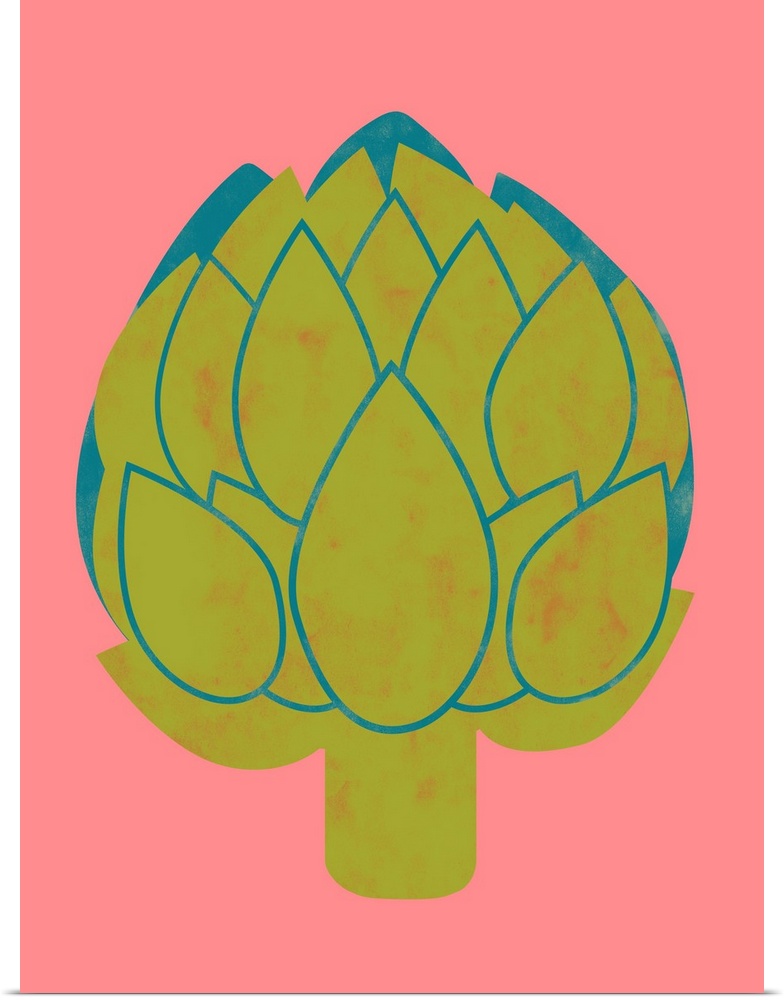 Fun and contemporary painting of an artichoke.