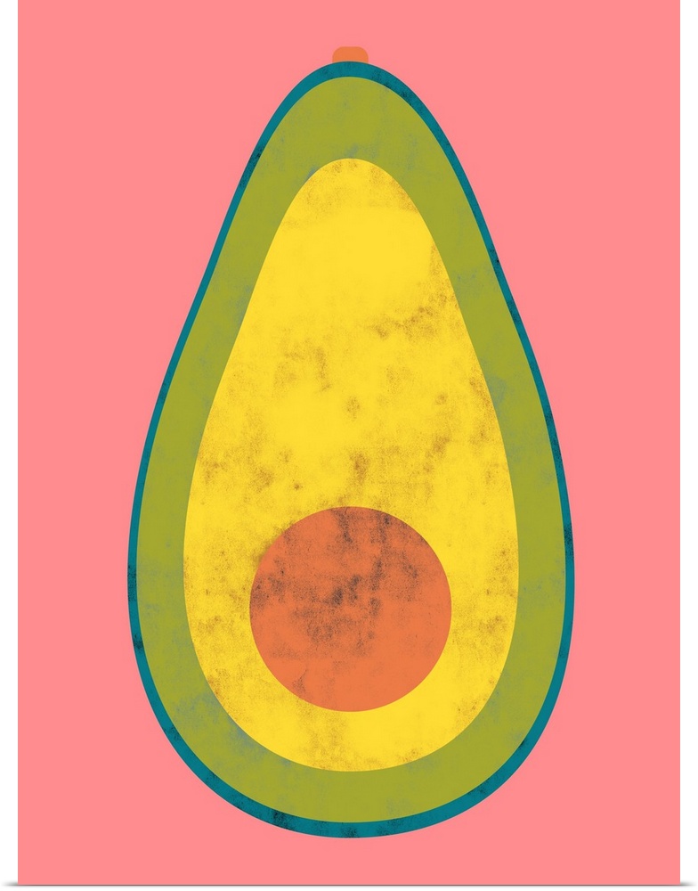 Fun and contemporary painting of an avocado.
