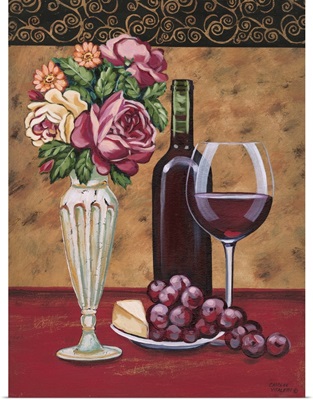 Vintage Flowers and Wine I