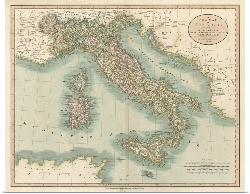 Vintage Map of Italy