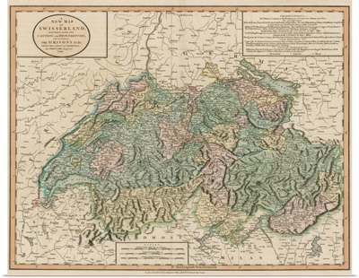 Vintage Map of Switzerland