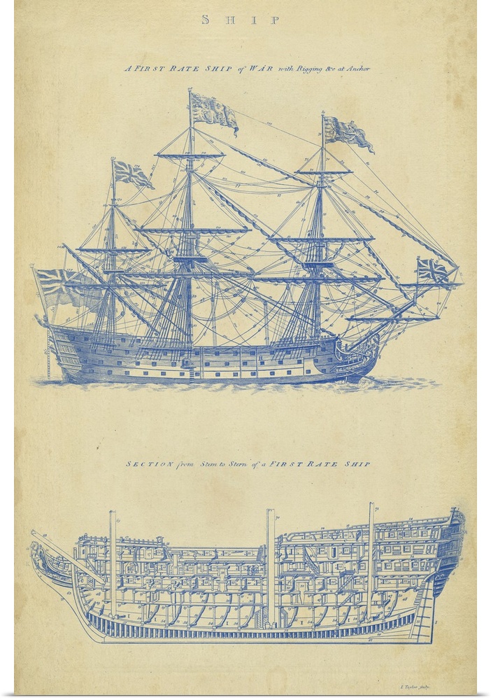 Vintage Ship Blueprint