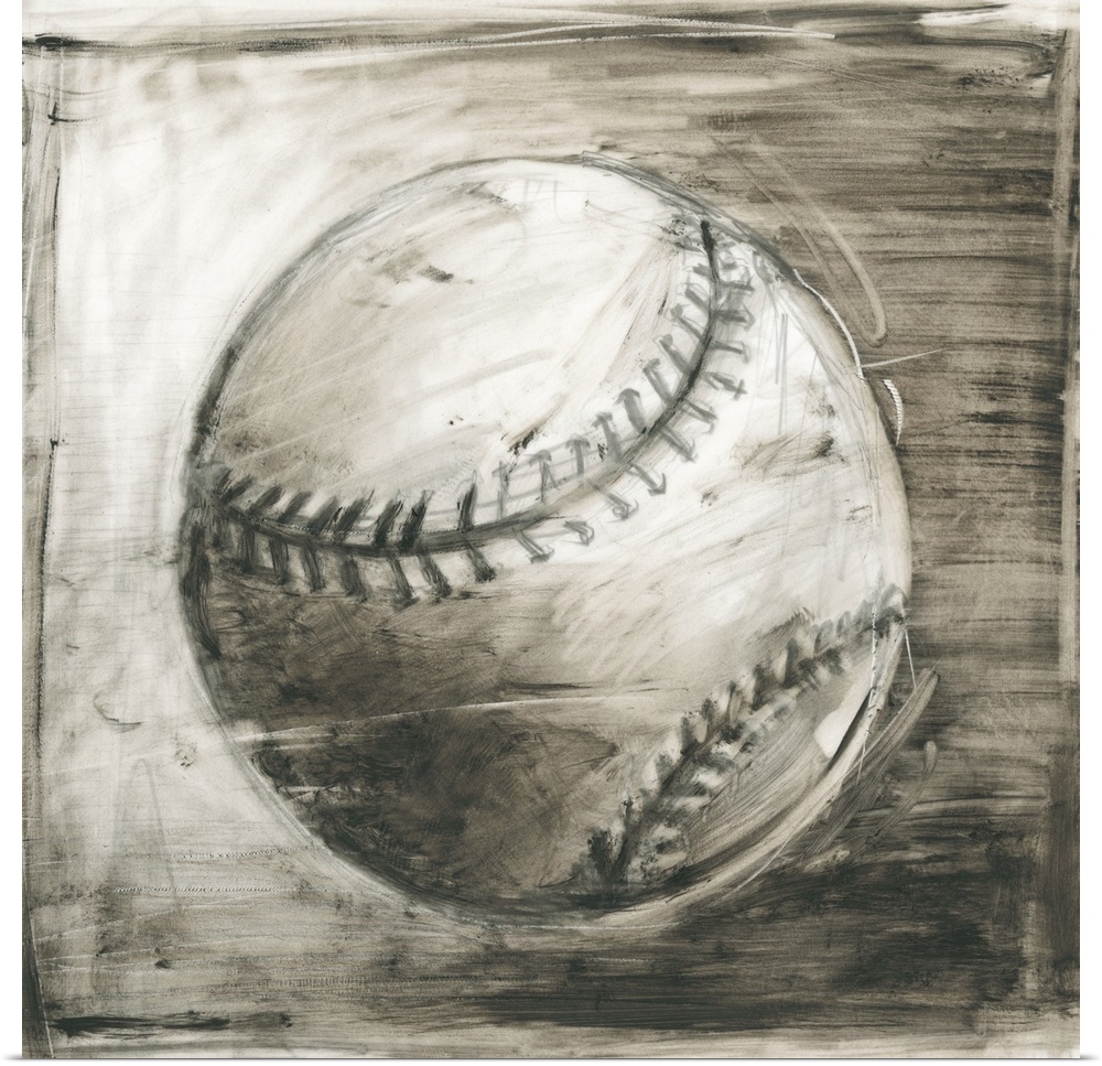 Sepia toned sketch of a baseball.