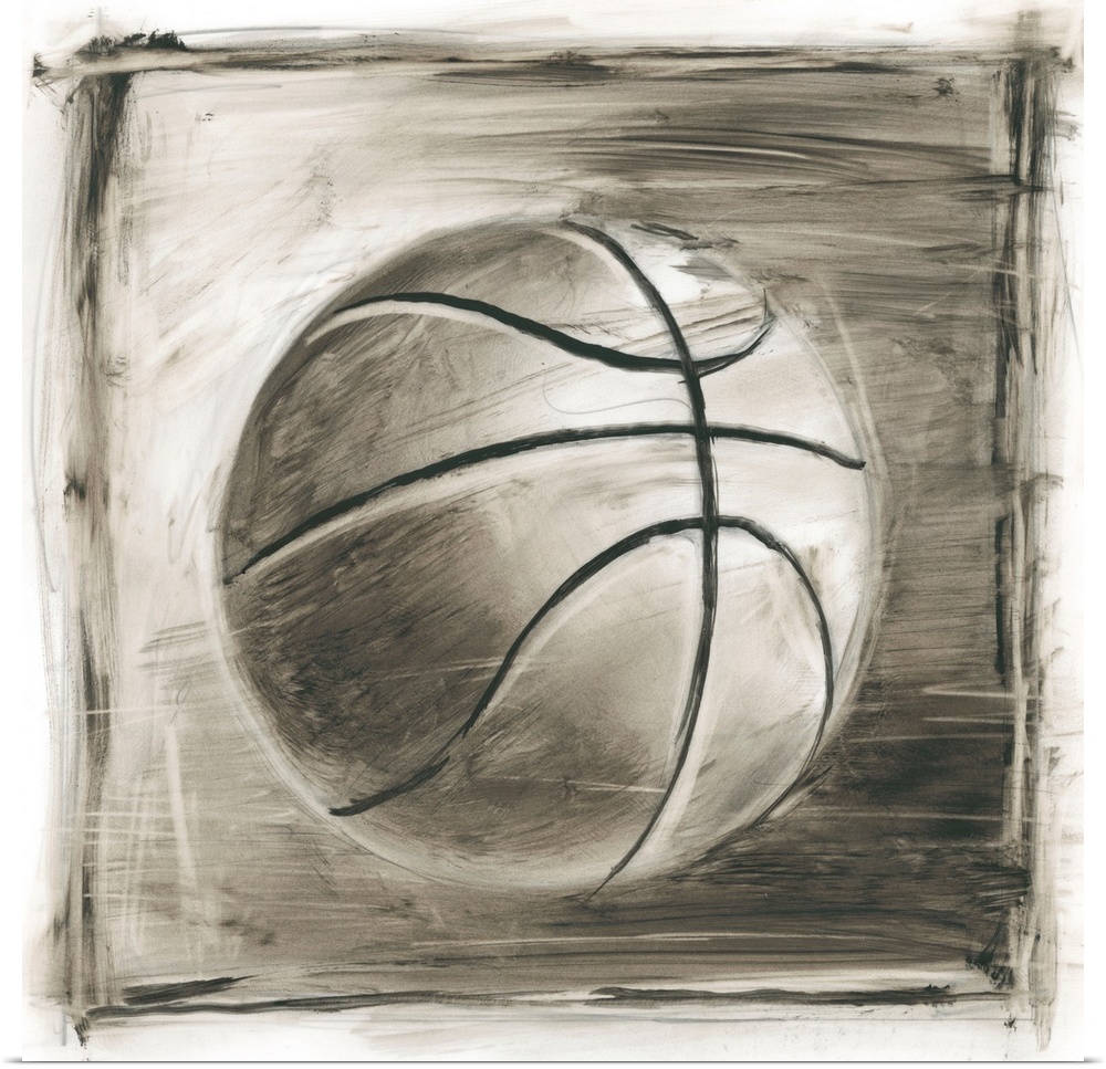 Sepia toned sketch of a basketball.