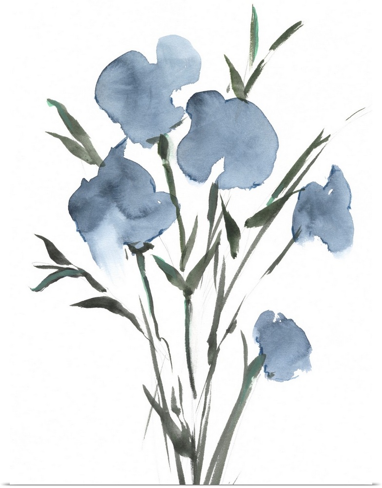 Watercolor Blue Bouquet II