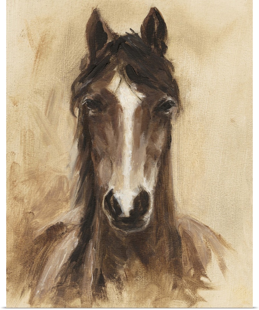 Contemporary portrait of a horse in brown tones.