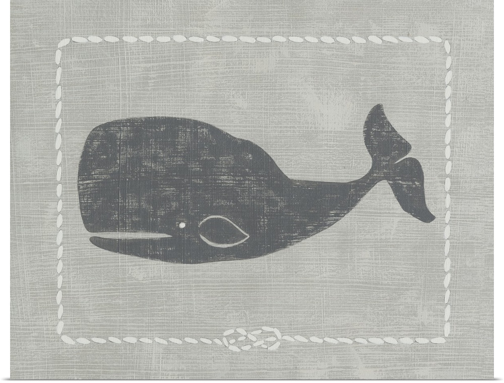Contemporary children's nursery room art of a whale.