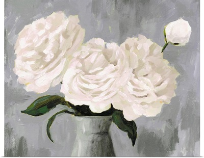 White Blooms In Gray Vase II
