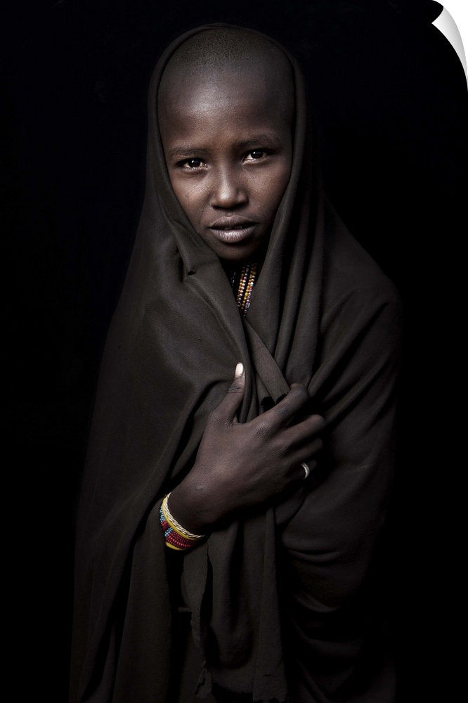 Portrait of a young Ethiopian girl wearing a veil.