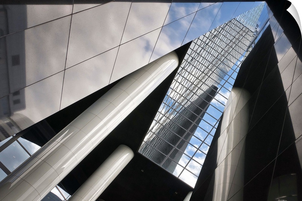 Pillars and glass create interesting shapes, Rotterdam, Netherlands.