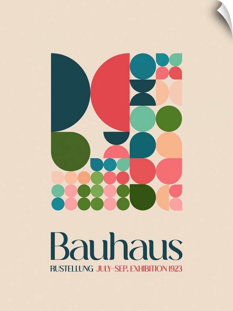 A mid-century style poster advertising Bauhaus