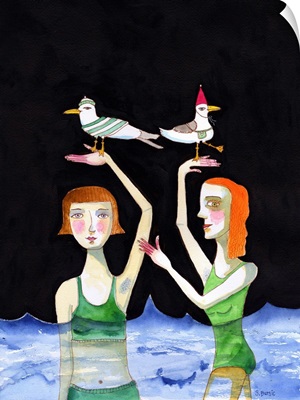Best Friends Swimming With Birds